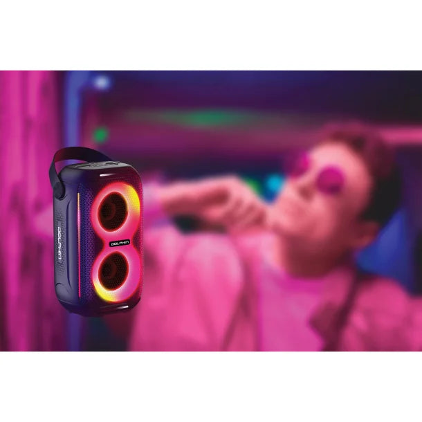 Dolphin® Audio Waterproof Portable Bluetooth® Party Speaker® with Sound-Activated Lights, Black, S-20