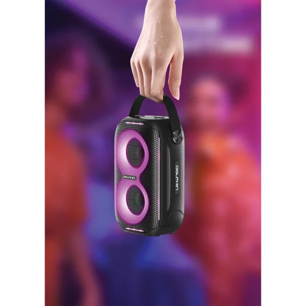 Dolphin® Audio Waterproof Portable Bluetooth® Party Speaker® with Sound-Activated Lights, Black, S-20