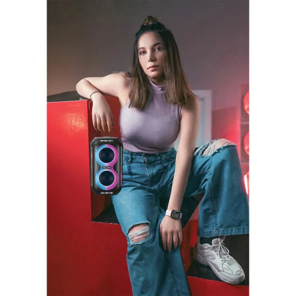 Dolphin® Audio Waterproof Portable Bluetooth® Party Speaker® with Sound-Activated Lights, Black, S-20