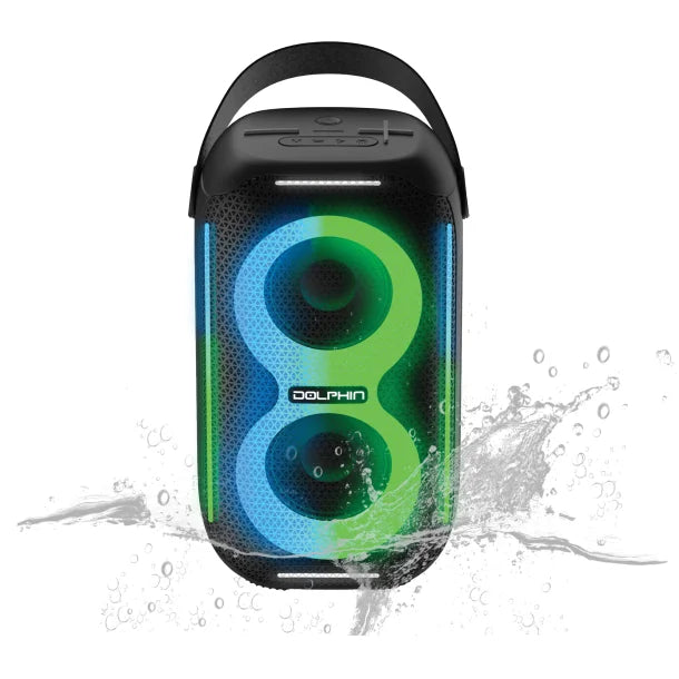 Dolphin® Audio Waterproof Portable Bluetooth® Party Speaker® with Sound-Activated Lights, Black, S-20