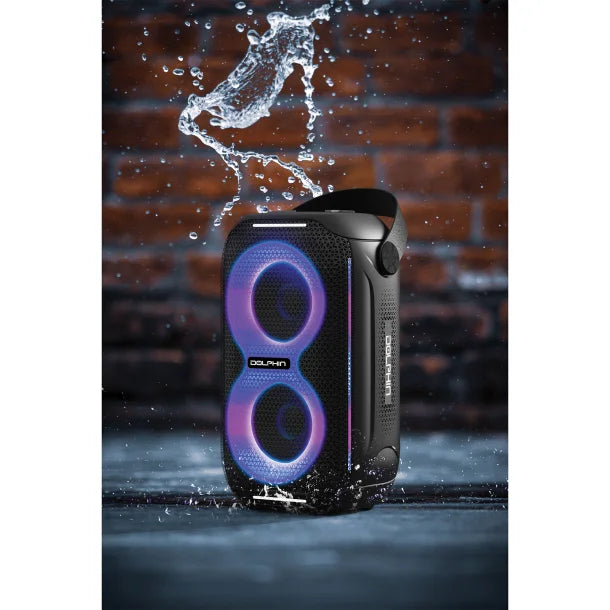Dolphin® Audio Waterproof Portable Bluetooth® Party Speaker® with Sound-Activated Lights, Black, S-20