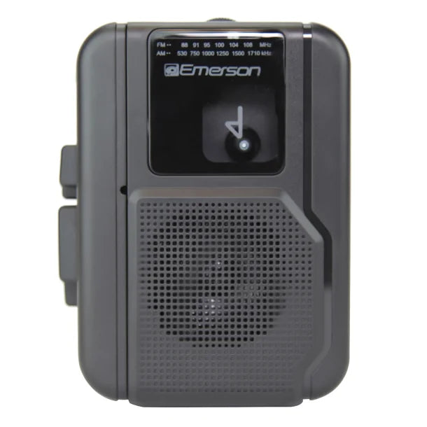 Emerson® Portable Cassette Player with AM/FM Radio, Earbuds, and Bluetooth® Out, Gray, EPC-1001