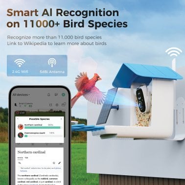 PerchMe™ Smart Bird Feeder with Camera (Sky Blue Canopy)