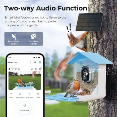 PerchMe™ Smart Bird Feeder with Camera (Sky Blue Canopy)