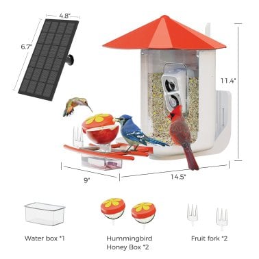 PerchMe™ Smart Bird Feeder with Camera (Vermilion Canopy)