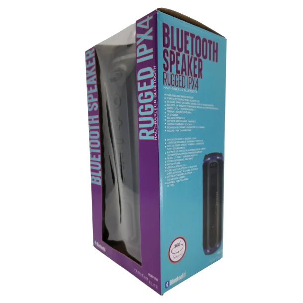 Proscan® Elite Portable Light-up Waterproof Bluetooth® Speaker with 360° Sound and FM Radio, Black, PESP1708