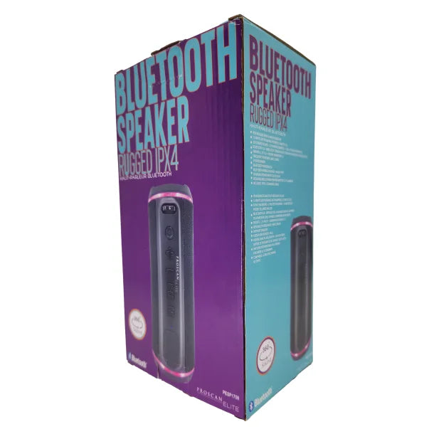 Proscan® Elite Portable Light-up Waterproof Bluetooth® Speaker with 360° Sound and FM Radio, Black, PESP1708