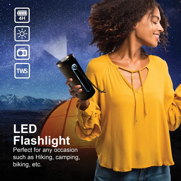 Supersonic® Portable Bluetooth® Speaker with LED Flashlight and Speakerphone, SC-2340BT (Black)