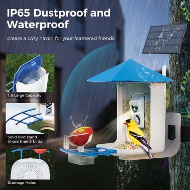 PerchMe™ Smart Bird Feeder with Camera (Azure Canopy)