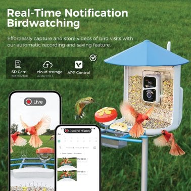 PerchMe™ Smart Bird Feeder with Camera (Azure Canopy)