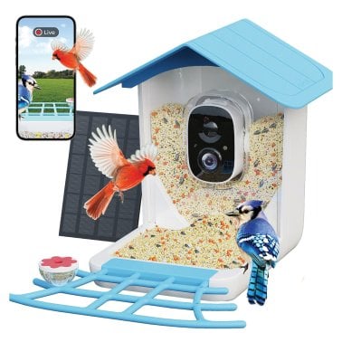 PerchMe™ Smart Bird Feeder with Camera (Sky Blue Canopy)