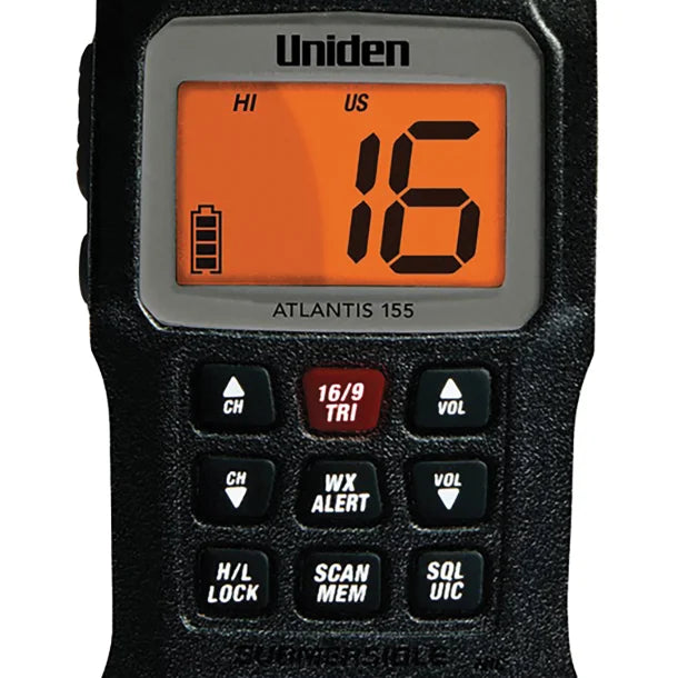 Uniden® ATLANTIS 155 Floating Handheld 2-Way VHF Marine Radio