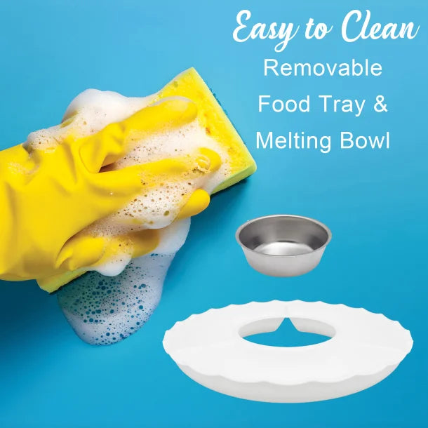 Brentwood® 25-Watt Electric Fondue Pot Set with 3 Section Trays and 4 Dipping Forks, White