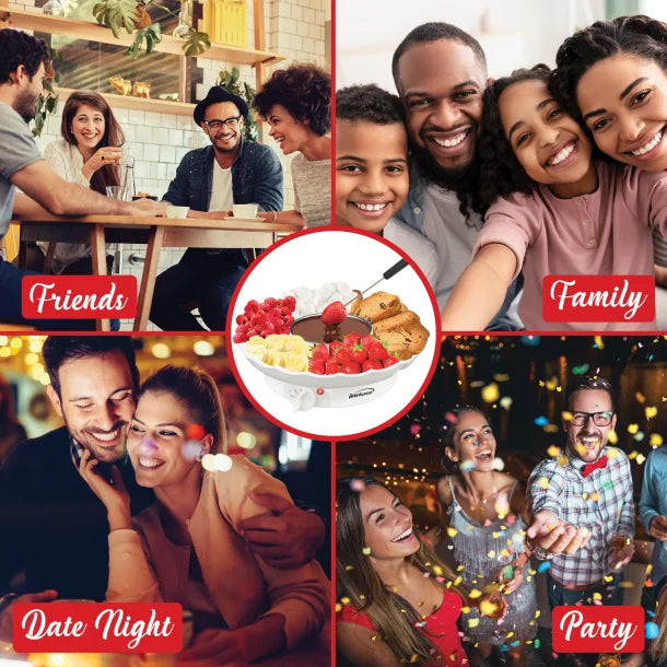 Brentwood® 25-Watt Electric Fondue Pot Set with 3 Section Trays and 4 Dipping Forks, White