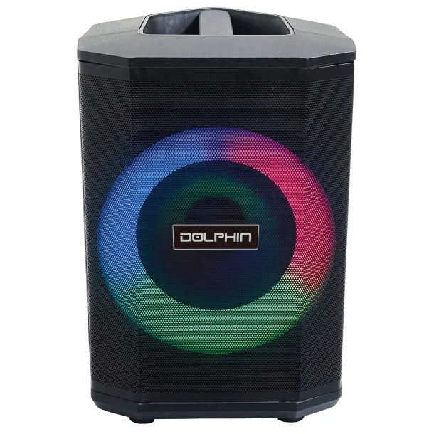 Dolphin® Audio SP-880RBT Rechargeable 8-In. Portable Bluetooth® Party Speaker® with Tilt Function, LED Light Ring, Wireless Microphone, and Remote