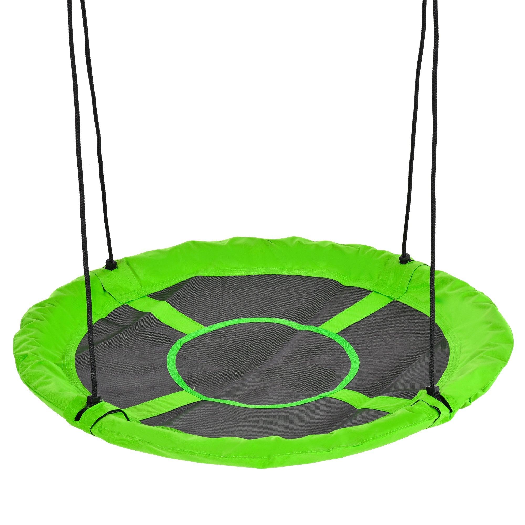 Outsunny 43.25" Saucer Swing, Nest Web Rope Seat with Adjustable Hanging Ropes, for Indoor Outdoor Children 3-12 Years Old, Green