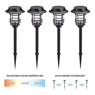 Home Zone Security® Mesh-Linkable Solar LED Traditional-Style Security Pathway Light, 300 Lumens, 4 Pack
