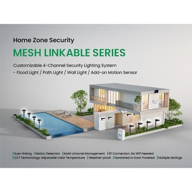 Home Zone Security® Mesh-Linkable Solar SMD LED Security Wall Light, 800 Lumens, 4 Pack