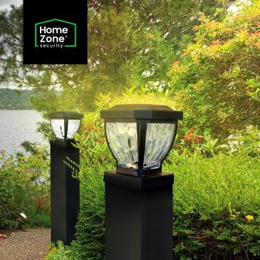 Home Zone Security® 12-Pack Decorative LED Solar Post Cap Lights for 3.5 in. x 3.5 in. Posts, Black