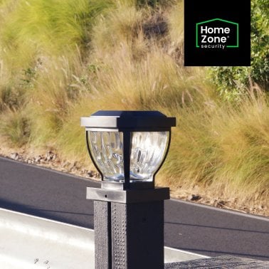 Home Zone Security® 12-Pack Decorative LED Solar Post Cap Lights for 3.5 in. x 3.5 in. Posts, Black