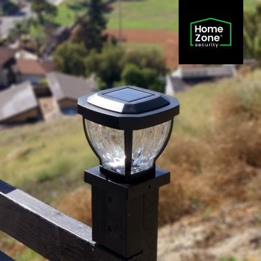 Home Zone Security® 12-Pack Decorative LED Solar Post Cap Lights for 3.5 in. x 3.5 in. Posts, Black