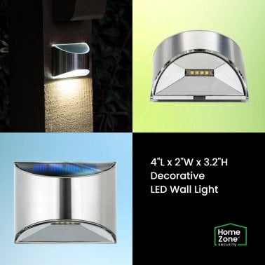 Home Zone Security® 4-Pack Decorative Outdoor Solar Lights for Wall, Fence Post, or Step