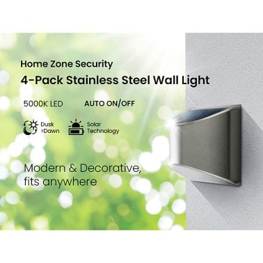 Home Zone Security® 4-Pack Decorative Outdoor Solar Lights for Wall, Fence Post, or Step