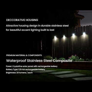 Home Zone Security® 4-Pack Decorative Outdoor Solar Lights for Wall, Fence Post, or Step