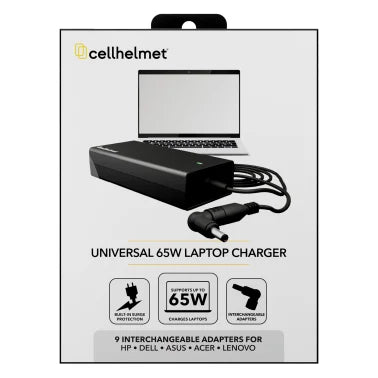 cellhelmet® 65-Watt Universal Laptop Charger with 9 Adapters