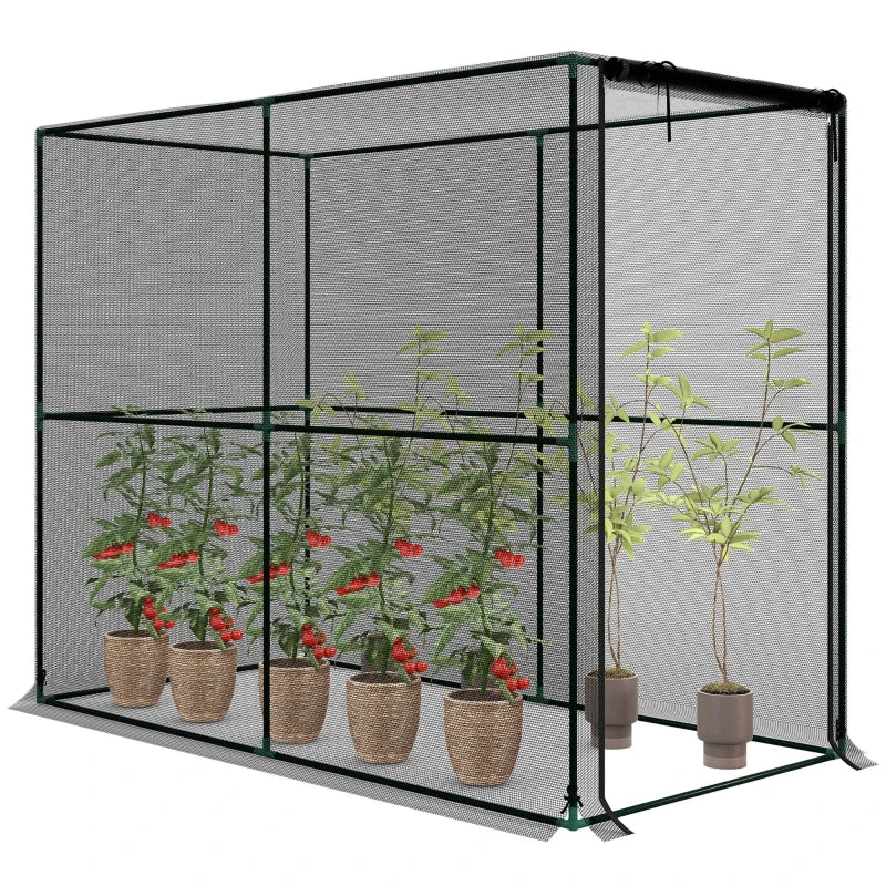 Crop Cage, Plant Protection Tent with Zippered Door, Plant Protector from Animals for Vegetables Flowers Fruits, Black