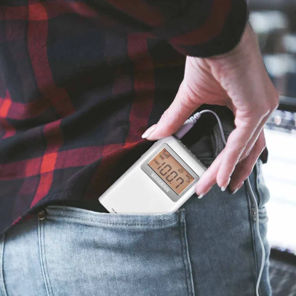 Sangean® AM/FM-Stereo Pocket Digital Clock Radio with Earbuds, White, DT-160