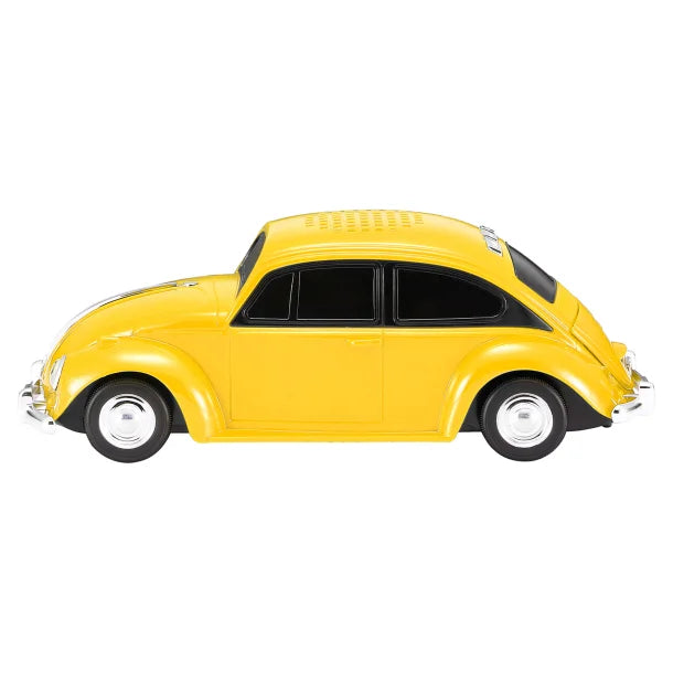 QFX® BT-1960 Retro Car Portable Bluetooth® Speaker with Speakerphone, True Wireless, FM Radio, and LED Party Lights (Yellow)