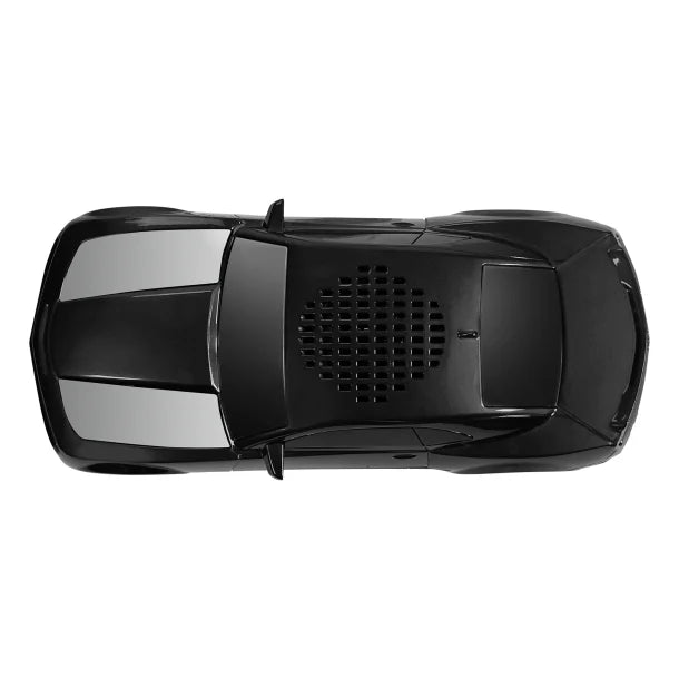 QFX® BT-2010 Retro Car Portable Bluetooth® Speaker with Speakerphone, True Wireless, FM Radio, and LED Party Lights (Black)