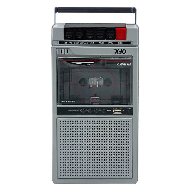 QFX® Retro-40 Shoebox-Style Cassette Tape Player/Recorder with Bluetooth® and USB Playback