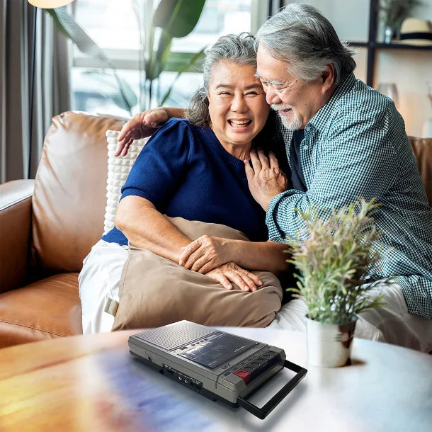 QFX® Retro-40 Shoebox-Style Cassette Tape Player/Recorder with Bluetooth® and USB Playback