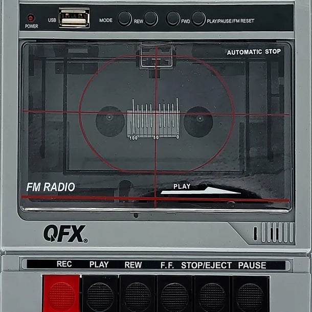 QFX® Retro-40 Shoebox-Style Cassette Tape Player/Recorder with Bluetooth® and USB Playback
