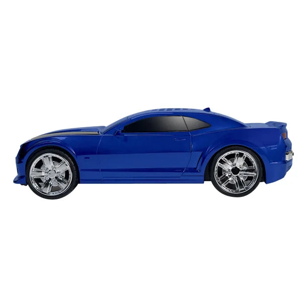 QFX® BT-2010 Retro Car Portable Bluetooth® Speaker with Speakerphone, True Wireless, FM Radio, and LED Party Lights (Blue)