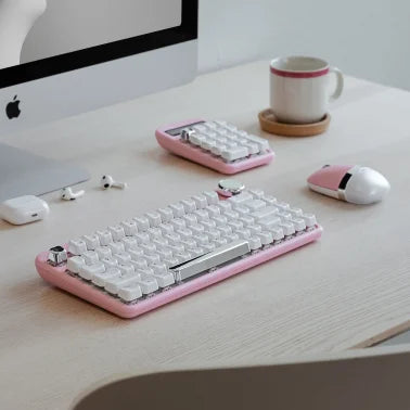 Azio IZO Bluetooth® and USB Mechanical Computer Keyboard with Red Switches (Pink Blossom)