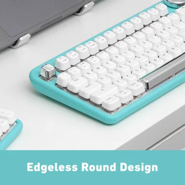 Azio IZO Bluetooth® and USB Mechanical Computer Keyboard with Red Switches (Mint Daisy)