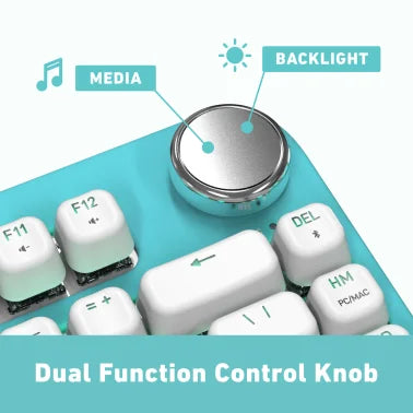 Azio IZO Bluetooth® and USB Mechanical Computer Keyboard with Red Switches (Mint Daisy)