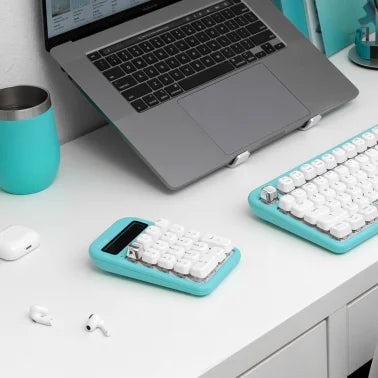 Azio IZO Number Pad/Standalone Calculator with Red Switches, Bluetooth® and USB (Mint Daisy)