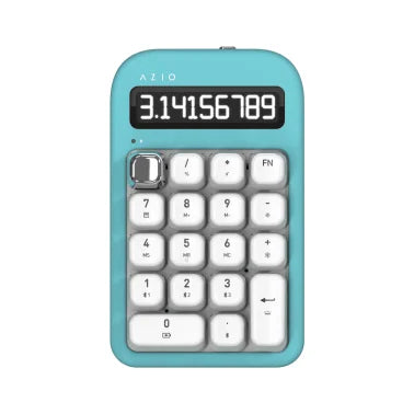 Azio IZO Number Pad/Standalone Calculator with Red Switches, Bluetooth® and USB (Mint Daisy)