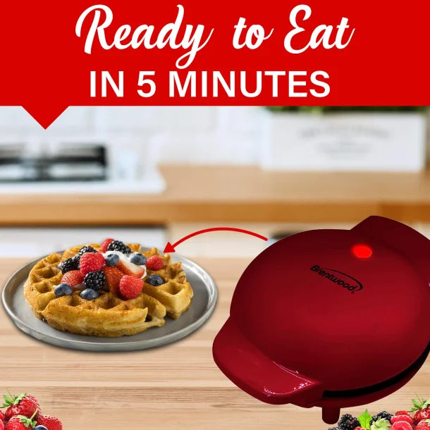 Brentwood® 400-Watt 5-In. Non-Stick Mini Waffle Maker (Red)