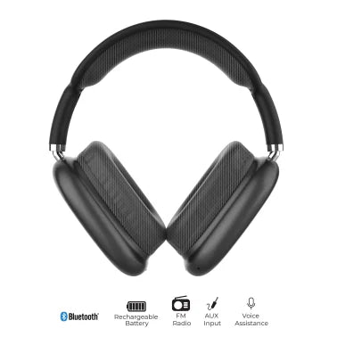 IQ Sound® High-Performance Bluetooth® Over-Ear Headphones with Microphone and FM Radio, IQ-170BT (Black)
