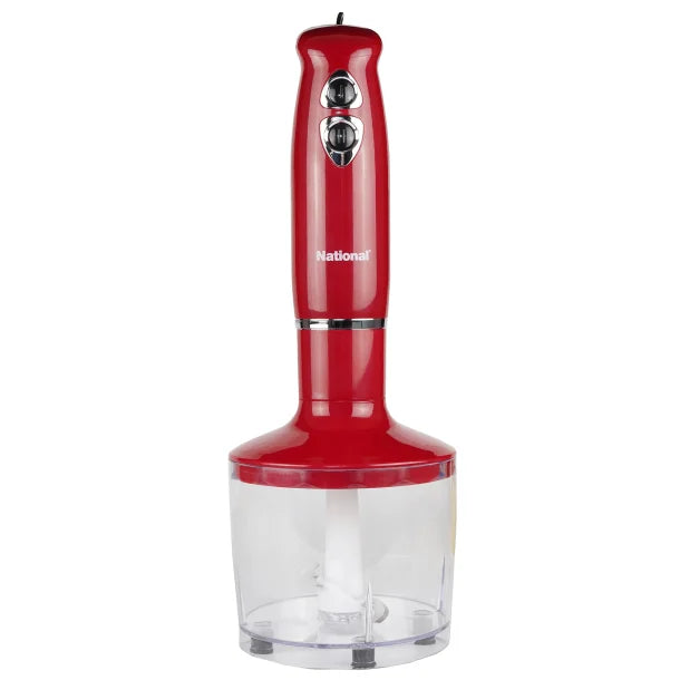 NATIONAL® 500-Watt Multi-Purpose 4-in-1 Immersion Blender with Attachments (Red)