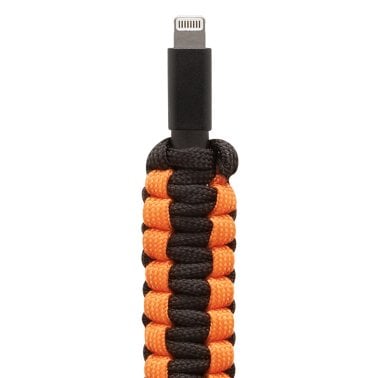 HELIX Lightning® to USB-A 3.2-Ft. Paracord Charge and Sync Cable, Orange and Black