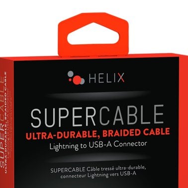 HELIX Lightning® to USB-A 3.2-Ft. Paracord Charge and Sync Cable, Orange and Black