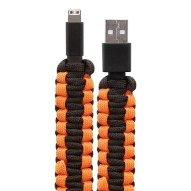 HELIX Lightning® to USB-A 3.2-Ft. Paracord Charge and Sync Cable, Orange and Black