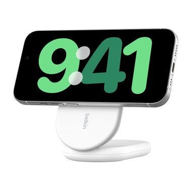 Belkin® BoostCharge Magnetic Foldable Wireless Charging Stand with 15-Watt Qi2 (White)
