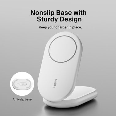 Belkin® BoostCharge Magnetic Foldable Wireless Charging Stand with 15-Watt Qi2 (White)